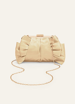 front Bolso de mano adornado con lazo de satén metalizado del mismo color