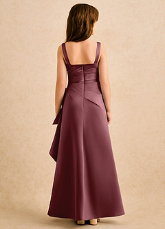 Azazie Ciara Girls Formal Flower Girl Dresses Desert Rose A-Line Pleated Matte Satin Dress image2