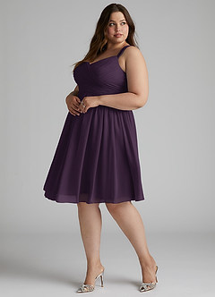 Azazie Angie Bridesmaid Dresses Plum A-Line Corset Chiffon Dress image13