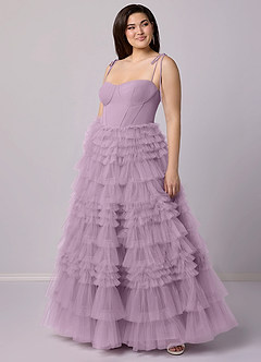 Barbie ♥ Azazie Abiti da Damigella Abito A-Line in Tulle Scollo a Cuore Glicine image9