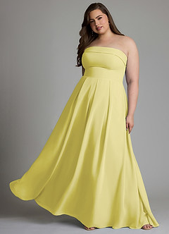 Azazie Lucienne Vestidos de damas de honor Vestido Sorbete De Limón de Gasa de Línea A Convertible con Palabra de honor image10
