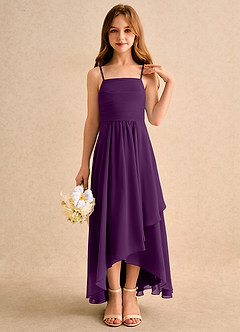 Azazie Twilight Dance Girls Formal Flower Girl Dresses Grape A-Line Pleated Chiffon Dress image5