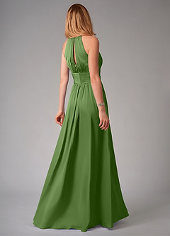 Azazie Bonnie Bridesmaid Dresses Basil A-Line Pleated Stretch Satin Dress image2