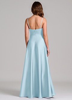 Azazie Amani Brautjungfernkleider A-Linie Plissee Stretch-Satin Kleid Himmelblau image5