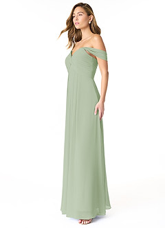 Azazie Kaitlynn Bridesmaid Dresses Dusty Sage Empire Ruched Chiffon Convertible Dress image4