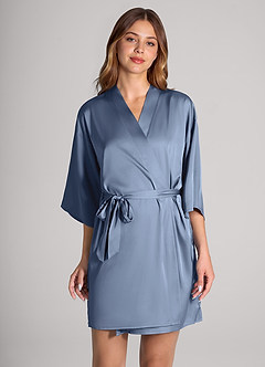 front Matching Color Classic Satin Robe