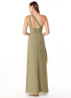 Azazie Maive Bridesmaid Dresses Moss Green Sheath Pleated Ruffle Chiffon Dress image2