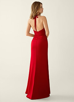 Clio Red Satin V-neck Mermaid Prom Dress image2