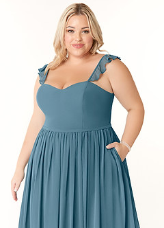 Azazie Metz At-home Try On Dresses Agave A-Line Sweetheart Ruched Chiffon Dress image11