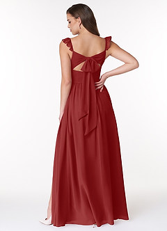 Azazie Metz Brautjungfernkleider A-Linie Herzchen Gerüscht Chiffon Kleid Rost image2