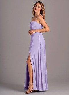 Azazie Carolyn Robes de demoiselle d'honneur Robe Trapèze en Mousseline de soie Plissée Lilas image3