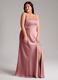 Azazie Lidia Brudtärnklänningar Klänning av Sjöjungfru i Stretch Satin Sidoslits Dammig Ros image12