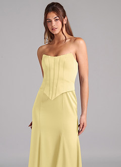 Azazie Ximena Bridesmaid Dresses Lemon Sorbet Mermaid Corset Stretch Satin Convertible Dress image8