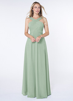 Azazie Kaleigh Bridesmaid Dresses Agave A-Line Pleated Chiffon Dress image1