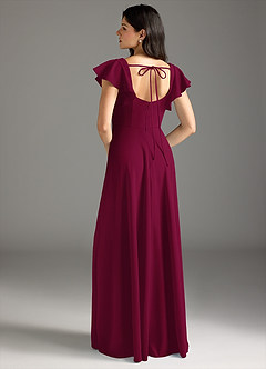 Azazie Bondi Bridesmaid Dresses Burgundy A-Line Ruched Stretch Crepe Dress image3