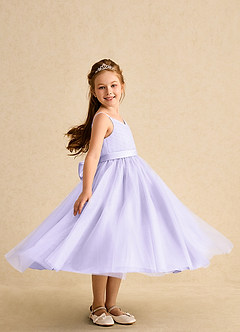 Azazie Patootie vestidos de niña de las flores Vestido de Lila de Tul de Corte En A con Tirante Espagueti image3