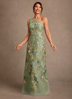 Azazie Bertie Mother of the Bride Dresses Pistachio A-Line Lace Dress image4