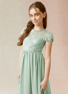 Azazie Delevingne Junior Vestido de Agave de Gasa de Corte En A con Encaje image4