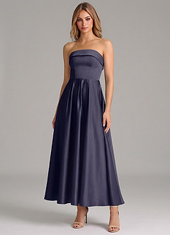 Azazie Lucienne Bridesmaid Dresses Stormy A-Line Pleated Stretch Satin Dress image1