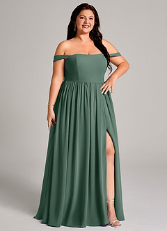 Azazie Calianna Bridesmaid Dresses Sea Moss A-Line Off the Shoulder Chiffon Convertible Dress image13