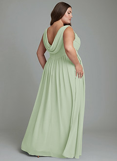 Azazie Novi Robes de demoiselle d'honneur Robe Trapèze en Mousseline de soie Plissé Vert Sauge image2