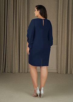 Azazie Carter Mother of the Bride Dresses Dark Navy Sheath Ruched Stretch Chiffon Dress image8