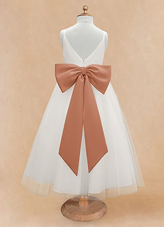 Azazie Lea Flower Girl Dresses Bronzer A-Line Spaghetti Strap Tulle Dress image7