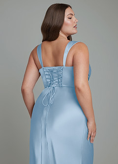 Azazie Agustina Brautjungfernkleider Meerjungfrau-Linie Korsett Stretch-Satin Kleid Puderblau image13
