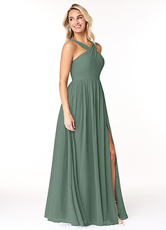 Azazie Elvira Bridesmaid Dresses Eucalyptus A-Line Pleated Chiffon Dress image4