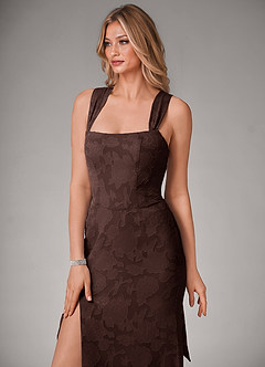 Azazie Luci Bridesmaid Dresses Ganache Mermaid Pleated Floral Burnout Convertible Dress image4