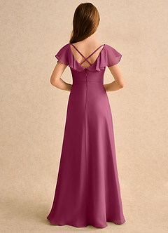 Azazie Nari Girls Formal Sukienki dla dziewczynek sypiących kwiaty Linia A z rękawami Szyfon Długość podłogi Sukienka image2