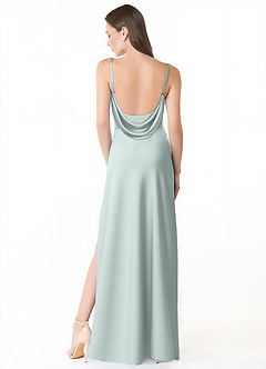 Azazie Alaija Robes de demoiselle d'honneur Robe Sirène en Satin extensible Fente Latérale Brume image4