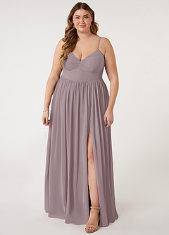 Azazie Zeya Bridesmaid Dresses Dusk A-Line V-Neck Pleated Chiffon Dress image6