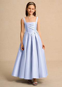 Azazie Mochi Girl vestidos de niña de las flores Vestido de Lavanda de Satin Mate de Princesa con Plisado image1