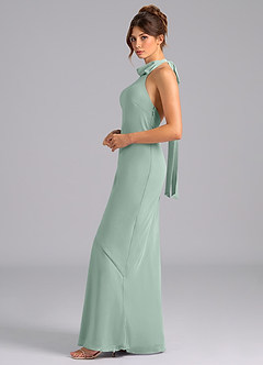 Azazie Velli Bridesmaid Dresses Agave Mermaid High Neck Chiffon Dress image5