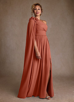 Azazie Lancaster Kleider für die Brautmutter A-Linie One-Shoulder Chiffon Kleid Lehm image3