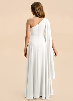 Azazie Averie Junior White A-Line Pleated Chiffon Dress image3