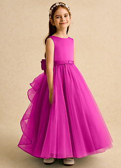 Azazie Lior vestidos de niña de las flores Vestido de Fucsia de Tul de Princesa con Plisado image3