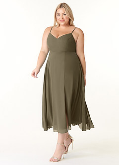 Azazie Clarissa Brautjungfernkleider A-Linie V-Hals Chiffon Kleid Weidengrün image9