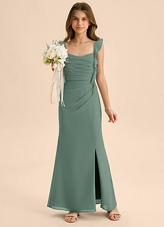 Azazie Jessamine Junior Eucalyptus Mermaid Sweetheart Neckline Chiffon Dress image1