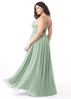 Azazie Aaida Bridesmaid Dresses Agave A-Line Corset Chiffon Dress image10