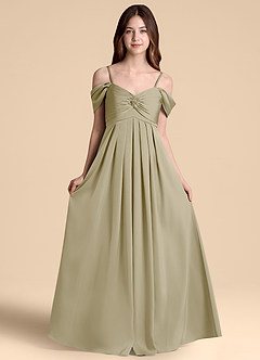 Azazie Kaitlynn Junior Klä av A-Line i Stretch Satin Av axeln image6