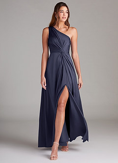 Azazie Brooke Bridesmaid Dresses Stormy A-Line One Shoulder Stretch Satin Dress image4