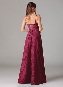 Azazie Valentine Vestidos de madrinha de casamento Vestido Borgonha de Esgotamento Floral de Linha A com Decote em coração image5