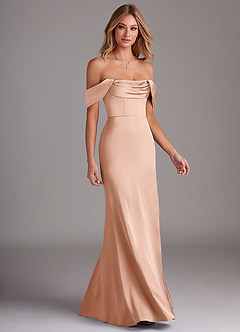 Azazie Saige Brautjungfernkleider Etui Schulterfrei Stretch-Satin Kleid Roségold image6