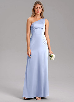 Azazie Feby Bridesmaid Dresses Ice A-Line One Shoulder Stretch Satin Dress image7
