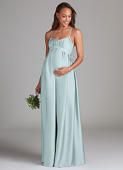 Azazie Llana vestidos de dama de honor de maternidad Vestido de Corte En A Con bolsillos Hasta el suelo Satén Elástico image1