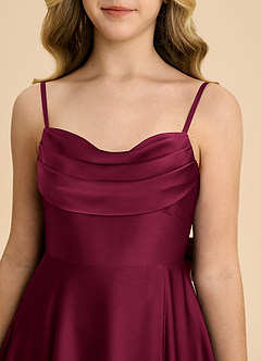 Azazie Bear Junior Burgundy A-Line Sweetheart Neckline Stretch Satin Dress image8
