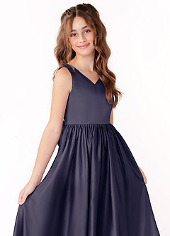 Azazie Hathaway Junior Stormy A-Line Bow Stretch Satin Dress image5