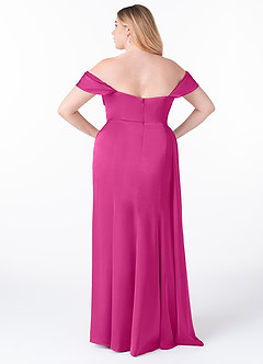 Azazie Amyra Brautjungfernkleider Wandelbar Etui Schulterfrei Stretch-Satin Kleid Fuchsia image10